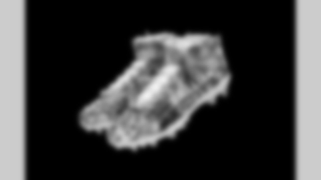 Cleats belonging to Detroit Lions defensive lineman Tyleik Williams (91) photographed at the Meijer Performance Center on Nov. 12, 2025 in Allen Park, Mich. (Jeff Nguyen/Detroit Lions)