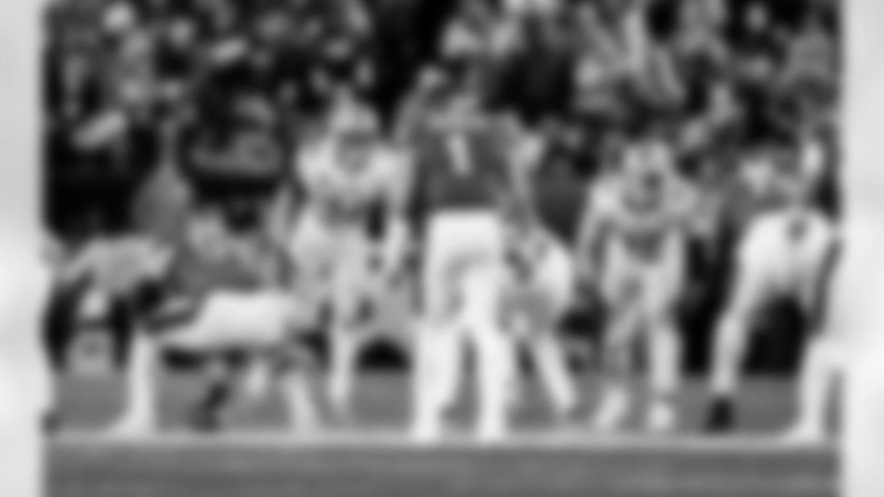 Detroit Lions linebacker Alex Anzalone (34) and Detroit Lions edge rusher Aidan Hutchinson (97) during an NFL football game against the Philadelphia Eagles on Sunday, Nov. 16, 2025 in Philadelphia. (Jeff Nguyen/Detroit Lions via AP)