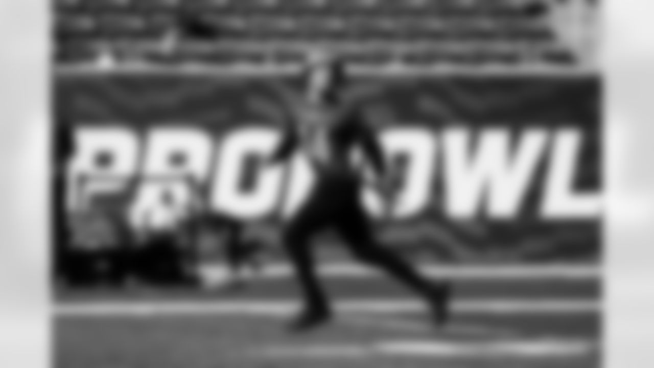 Detroit Lions wide receiver Amon-Ra St. Brown (14) at practice during the 2024 Pro Bowl Games in Orlando, FL on February 2, 2024. (Jeff Nguyen/Detroit Lions via AP)