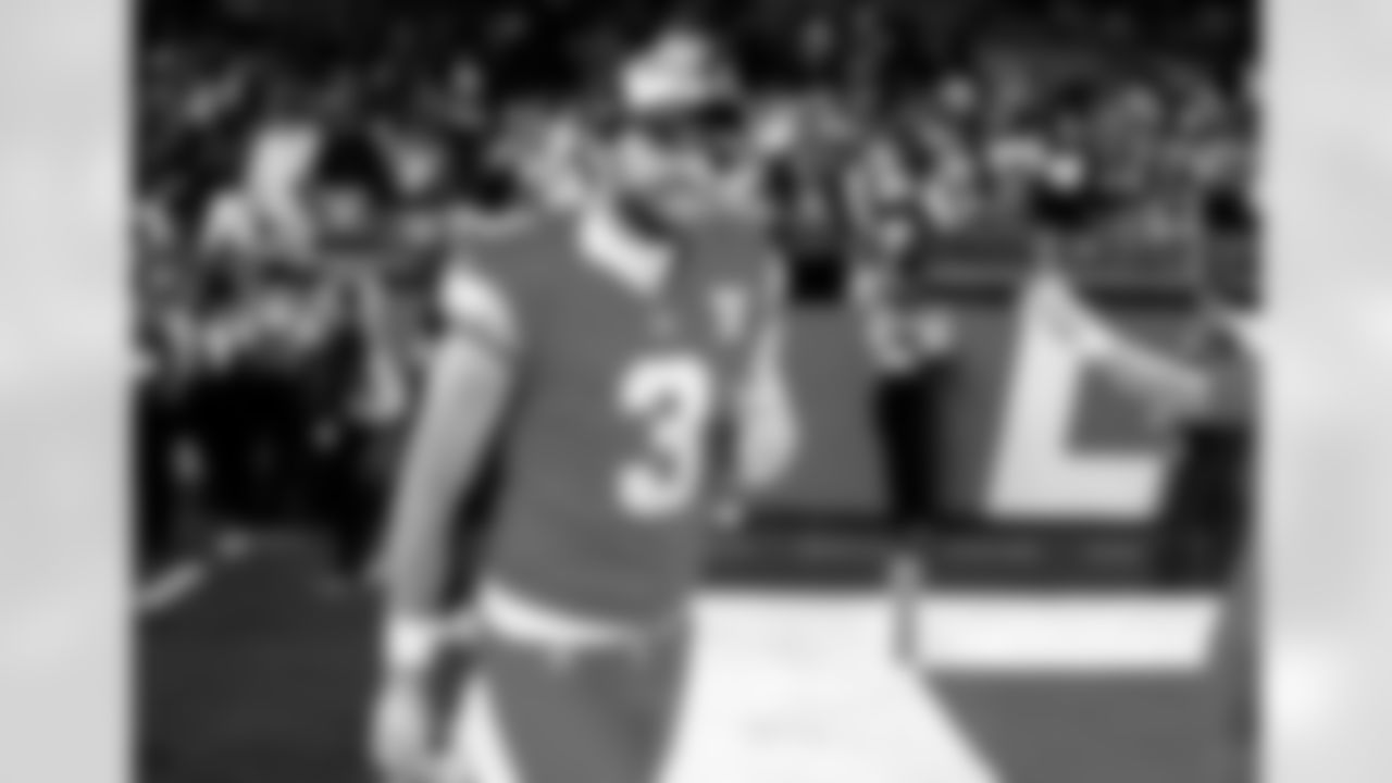 Detroit Lions punter Jack Fox (3) before an NFL football game against the Pittsburgh Steelers on Sunday, Dec. 21, 2025 in Detroit. (Jeff Nguyen/Detroit Lions via AP)