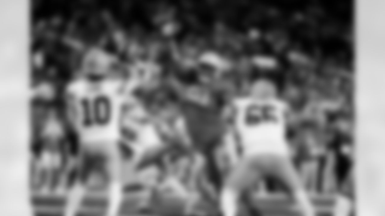 Detroit Lions defensive lineman Tyleik Williams (91) during an NFL football game against the Green Bay Packers on Thursday, Nov. 27, 2025 in Detroit. (Jeff Nguyen/Detroit Lions via AP)