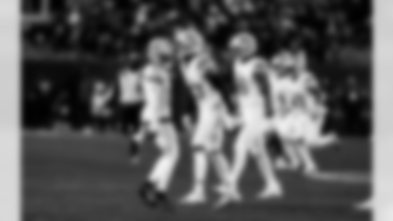Detroit Lions cornerback Amik Robertson (21) and Detroit Lions cornerback Rock Ya-Sin (23) during an NFL football game against the Chicago Bears on Sunday, Jan. 4, 2026 in Chicago. (Jeff Nguyen/Detroit Lions via AP)