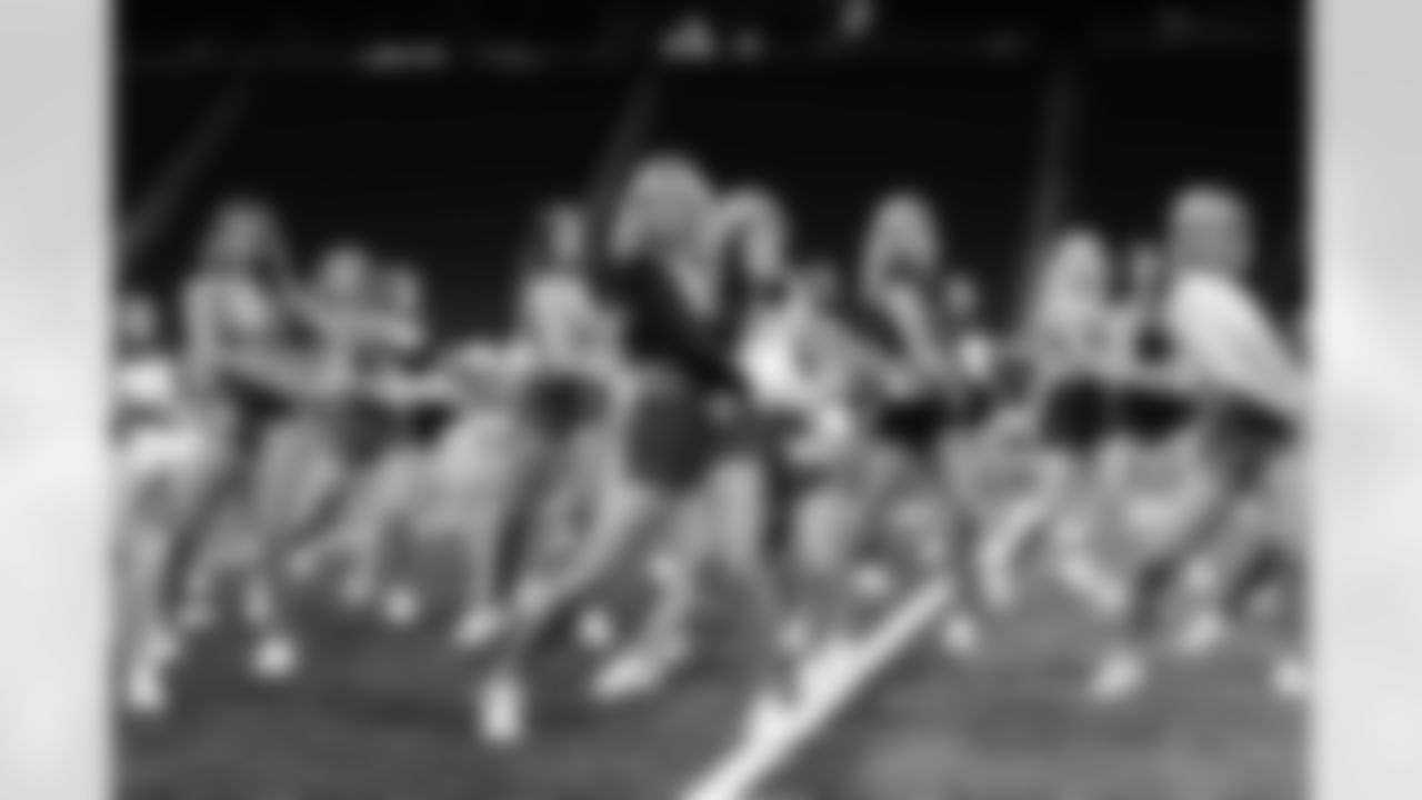 Contestants learn choreography during the Detroit Lions Cheerleaders auditions at Ford Field on May 3, 2025 in Detroit. (Mike Ferdinande/Detroit Lions)