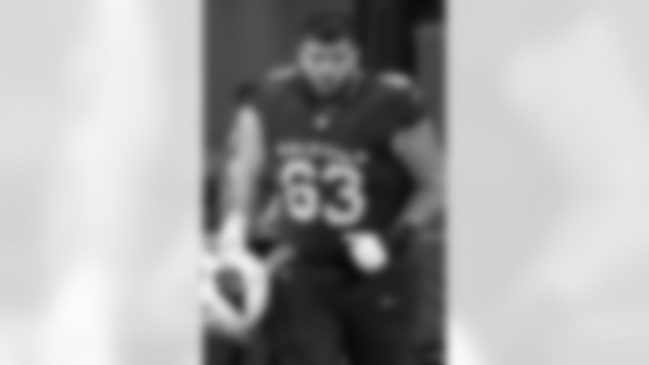 Arizona Cardinals center Trystan Colon (63) gets ready to play the New York Jets before an NFL football game, Sunday, Nov. 10, 2024, in Glendale, Ariz. (AP Photo/Rick Scuteri)