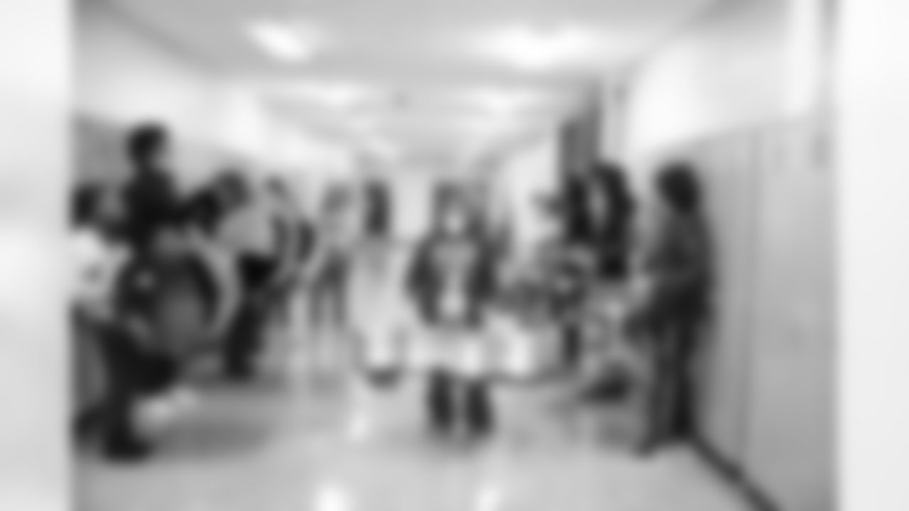 Members of Detroit Lions Honolulu Boom and students during a Count Day activation event at Detroit Lions Academy on Feb. 11, 2026 in Detroit. (Carl Jones II/Detroit Lions)