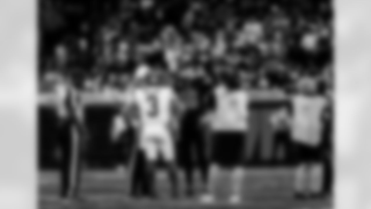 New York Giants quarterback Russell Wilson (3) and Detroit Lions quarterback Jared Goff (16) meet for the coin toss before overtime during an NFL football game against the New York Giants on Sunday, Nov. 23, 2025 in Detroit. (Jeff Nguyen/Detroit Lions via AP)