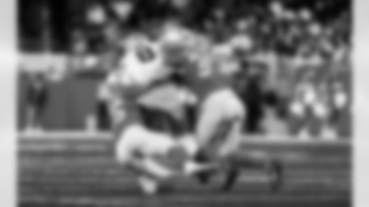 Detroit Lions linebacker Jack Campbell (46) and Detroit Lions linebacker Alex Anzalone (34) during an NFL football game against the Green Bay Packers on Thursday, Nov. 27, 2025 in Detroit. (Jeff Nguyen/Detroit Lions via AP)