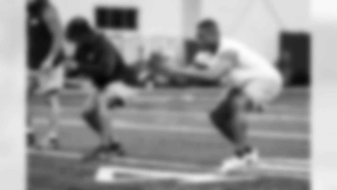 Detroit Lions linebacker Mitchell Agude (50) during offseason workouts at the Meijer Performance Center on April 24, 2025 in Allen Park, Mich. (Jeff Nguyen/Detroit Lions)