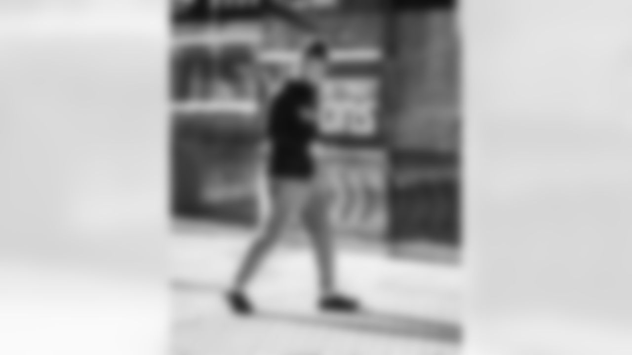 Detroit Lions linebacker Grant Stuard (15) arrives to an NFL football game against the New York Giants on Sunday, Nov. 23, 2025 in Detroit. (Jeff Nguyen/Detroit Lions via AP)