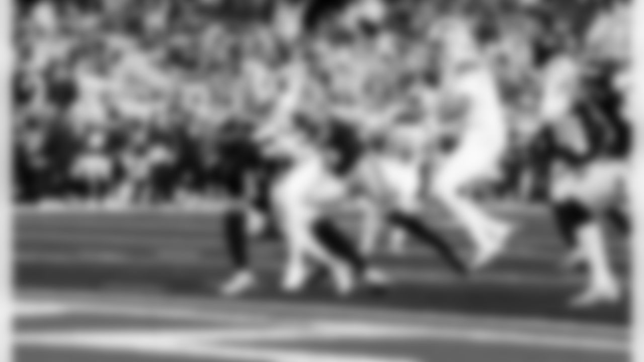 Detroit Lions running back Jahmyr Gibbs (0) scores a touchdown during an NFL football game against the Dallas Cowboys on Thursday, Dec. 4, 2025 in Detroit. (Jeff Nguyen/Detroit Lions via AP)