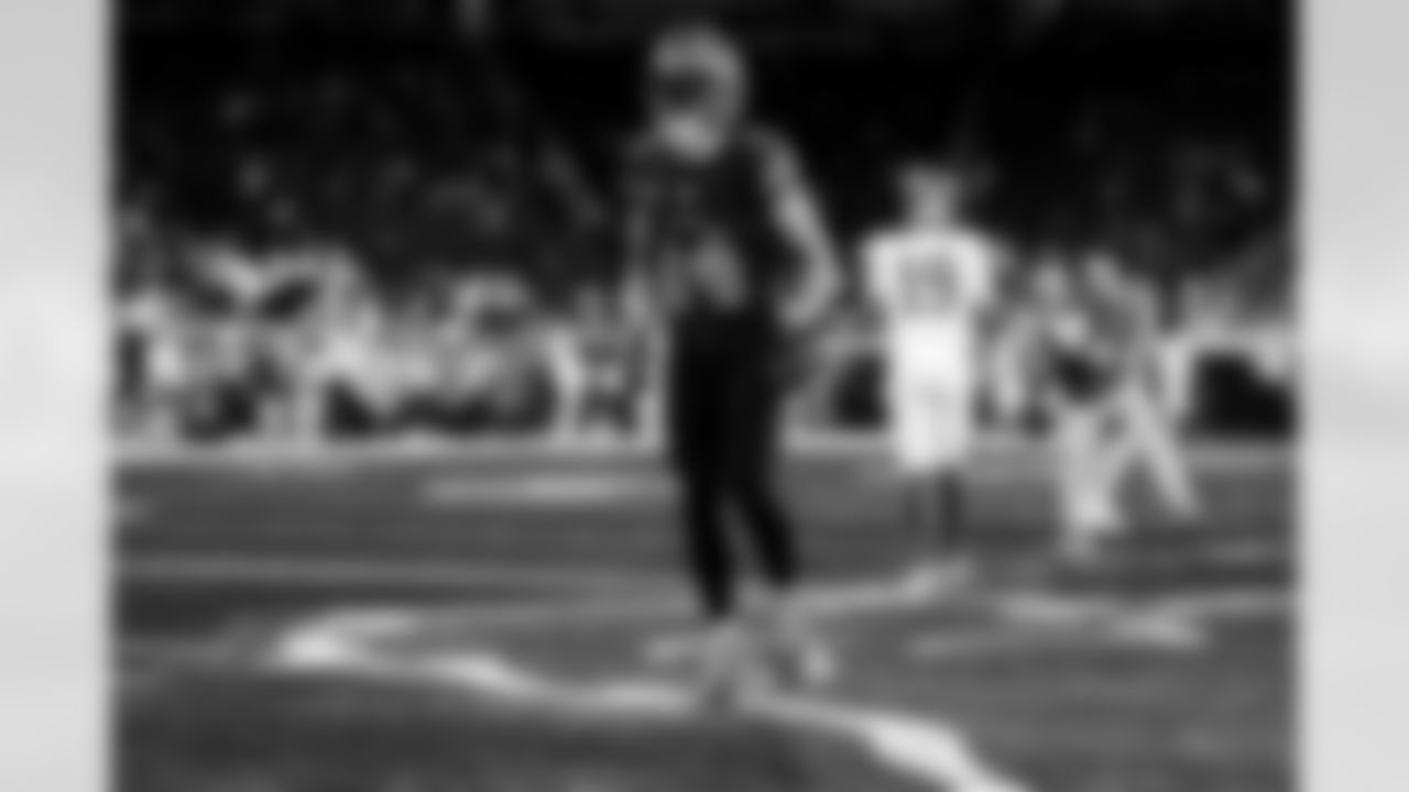 Detroit Lions wide receiver Amon-Ra St. Brown (14) before to an NFL football game against the New York Giants on Sunday, Nov. 23, 2025 in Detroit. (Jeff Nguyen/Detroit Lions via AP)