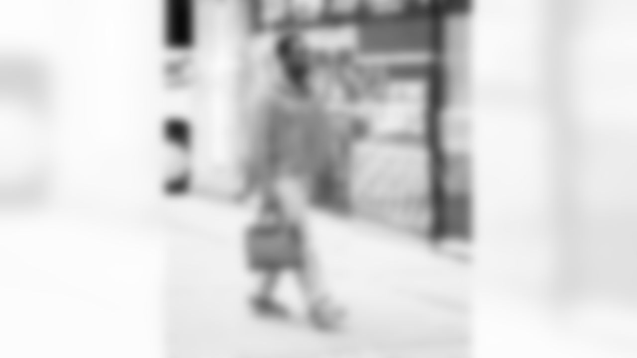 Detroit Lions linebacker Derrick Barnes (55) arrives to an NFL football game against the Pittsburgh Steelers on Sunday, Dec. 21, 2025 in Detroit. (Jeff Nguyen/Detroit Lions via AP)