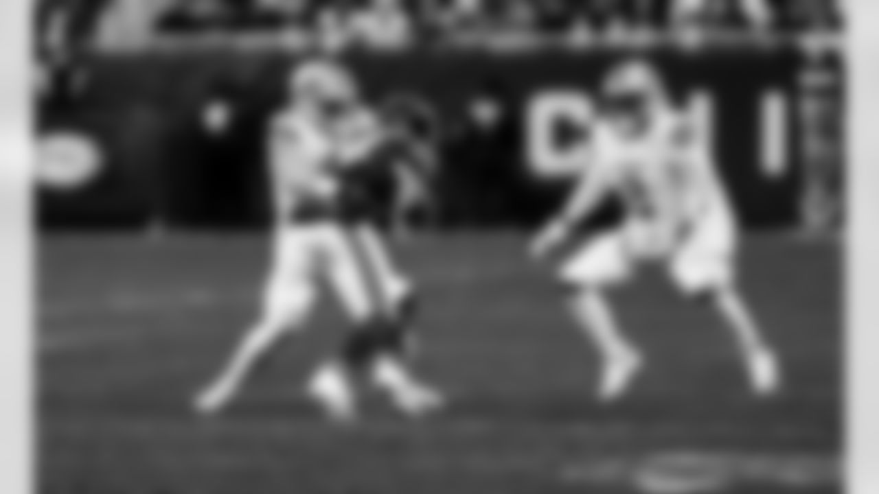 Detroit Lions linebacker Jack Campbell (46) and Detroit Lions safety Daniel Thomas (2) during an NFL football game against the Chicago Bears on Sunday, Jan. 4, 2026 in Chicago. (Jeff Nguyen/Detroit Lions via AP)