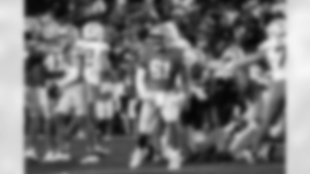 Detroit Lions edge rusher Ahmed Hassanein (61) during an NFL football game against the Los Angeles Chargers, Thursday, July 31, 2025, in Canton, Ohio. (Jeff Nguyen/Detroit Lions via AP)