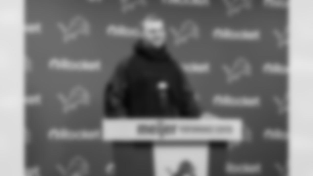 Detroit Lions edge rusher Aidan Hutchinson (97) during his press conference at the Meijer Performance Center on Oct. 30, 2025 in Allen Park, Mich. (Jeff Nguyen/Detroit Lions)