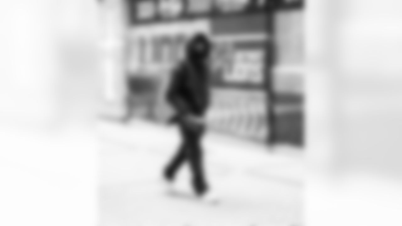 Detroit Lions cornerback Amik Robertson (21) arrives to an NFL football game against the Green Bay Packers on Thursday, Nov. 27, 2025 in Detroit. (Jeff Nguyen/Detroit Lions via AP)