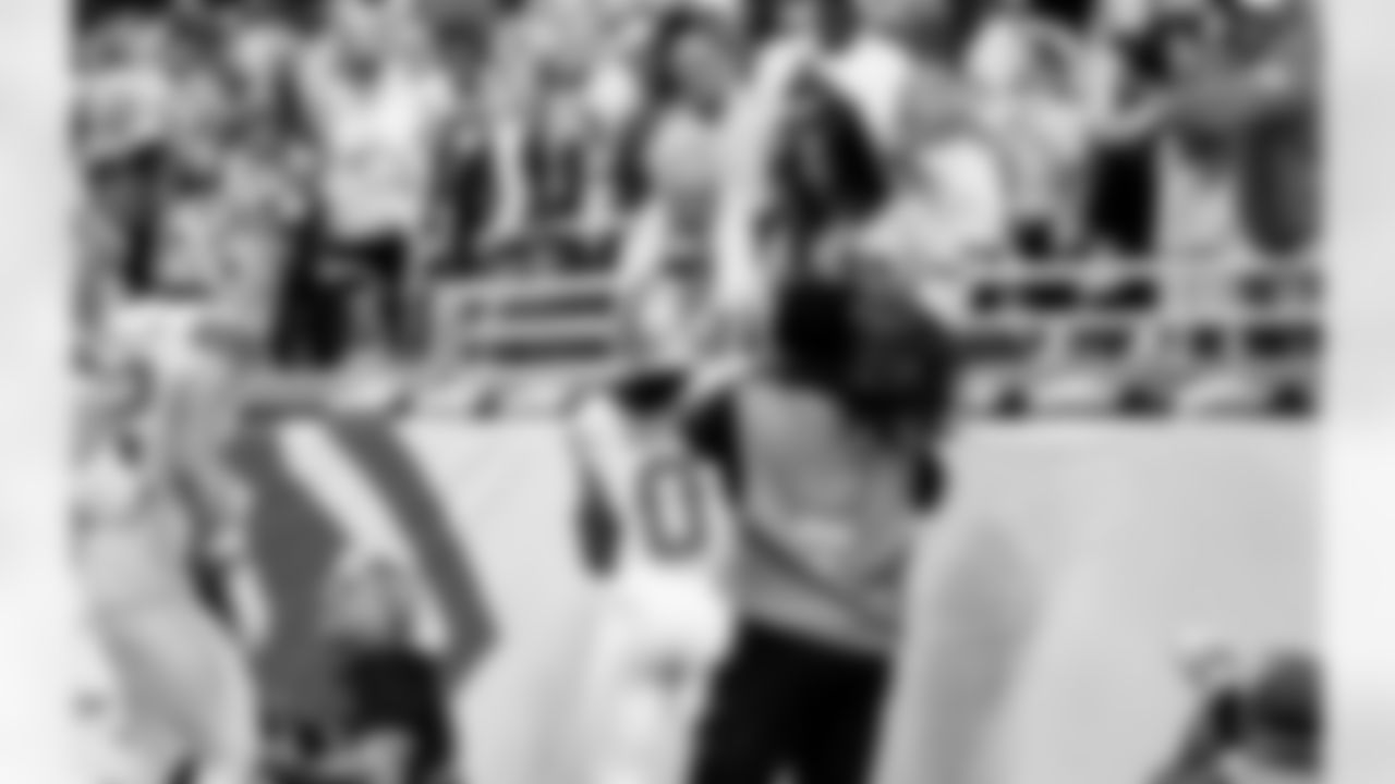 Detroit Lions running back Jahmyr Gibbs (0) celebrates after a touchdown during an NFL football game against the Dallas Cowboys on Thursday, Dec. 4, 2025 in Detroit. (Jeff Nguyen/Detroit Lions via AP)