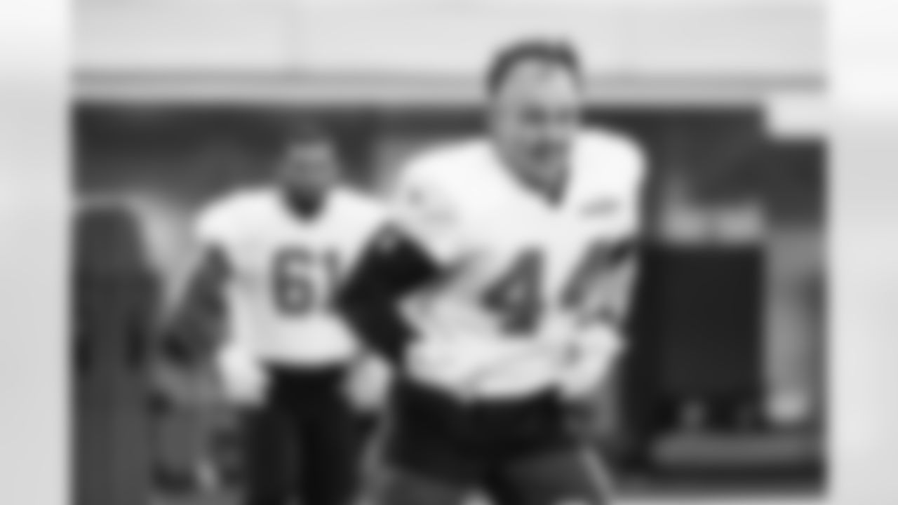 Detroit Lions linebacker Malcolm Rodriguez (44) during practice at the Meijer Performance Center on Dec. 19, 2025 in Allen Park, Mich. (Jeff Nguyen/Detroit Lions)