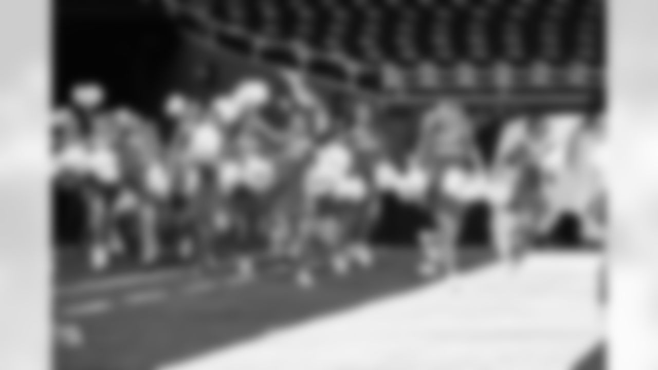 Participants during the junior cheer clinic at Ford Field on Dec. 7, 2025 in Detroit. (Mike Ferdinande/Detroit Lions)