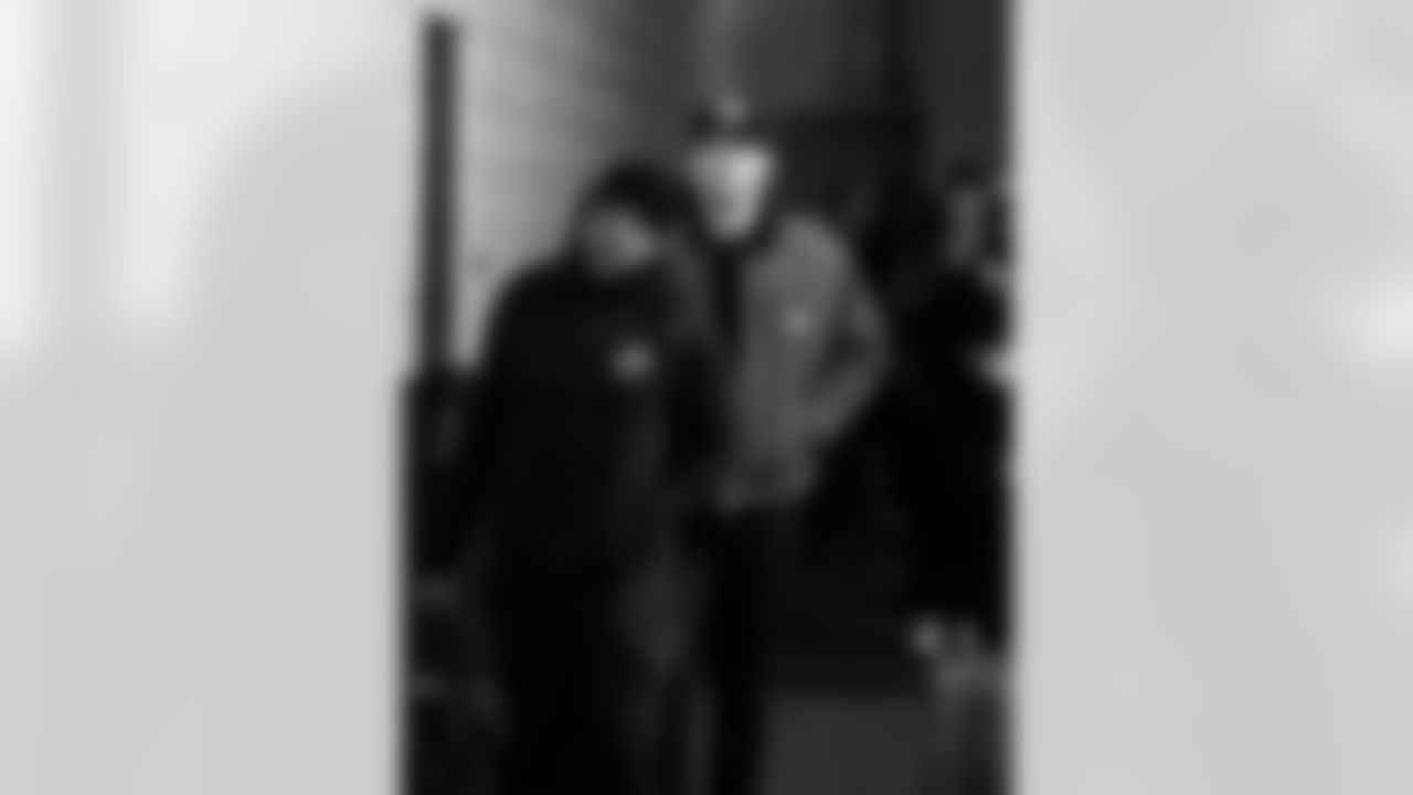 Detroit Lions quarterback Jared Goff (16) arrives to an NFL football game against the Philadelphia Eagles on Sunday, Nov. 16, 2025 in Philadelphia. (Jeff Nguyen/Detroit Lions via AP)