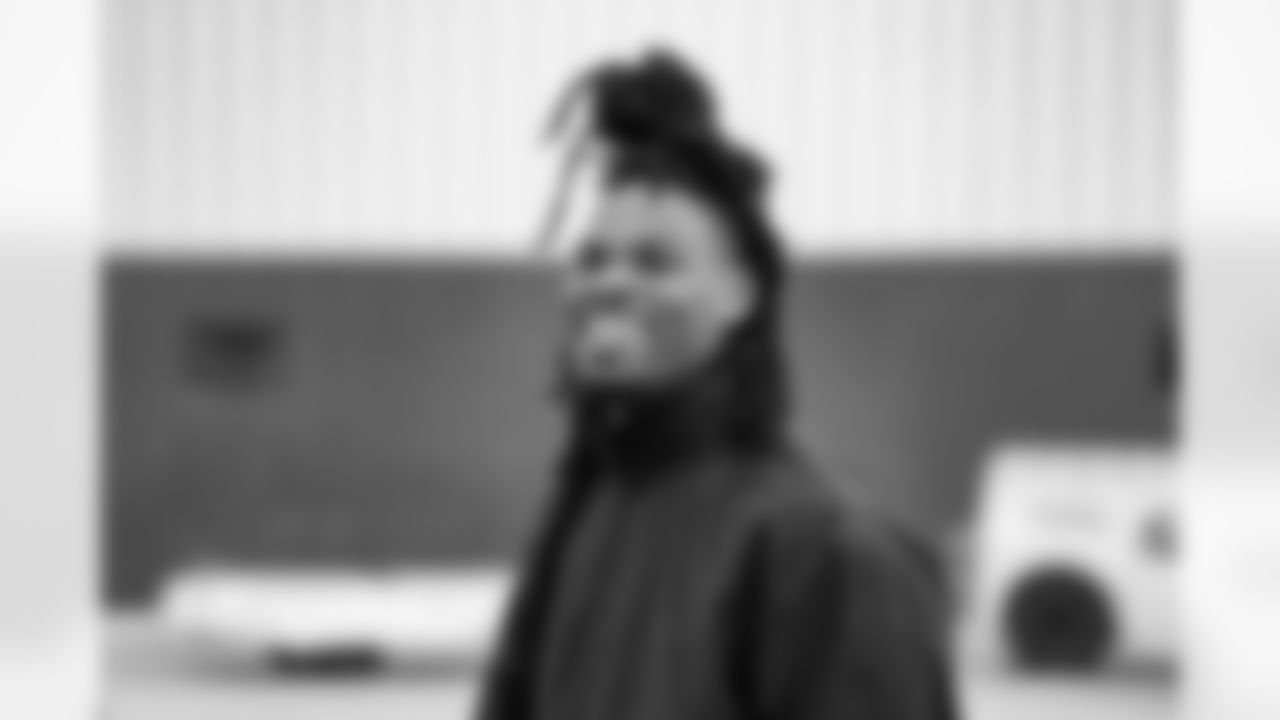 Detroit Lions safety Thomas Harper (12) travels to Washington, D.C. on Nov. 8, 2025. (Jeff Nguyen/Detroit Lions via AP)