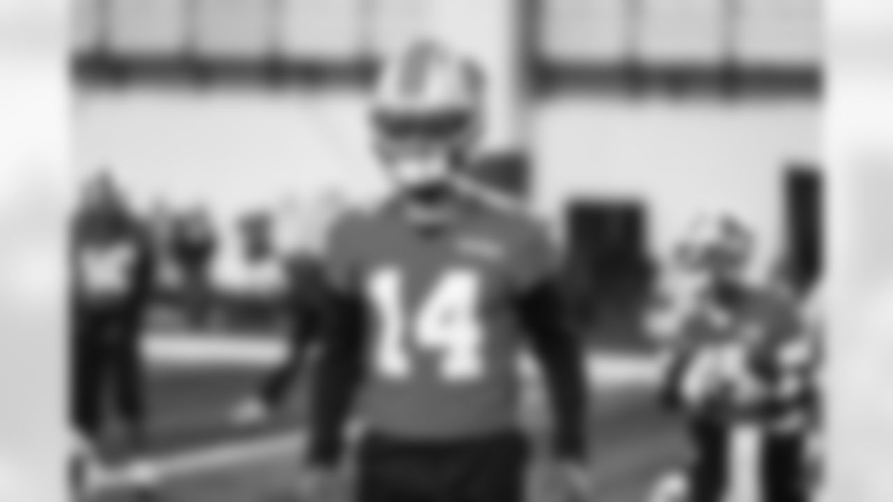 Detroit Lions wide receiver Amon-Ra St. Brown (14) during practice at the Meijer Performance Center on Dec. 19, 2025 in Allen Park, Mich. (Jeff Nguyen/Detroit Lions)