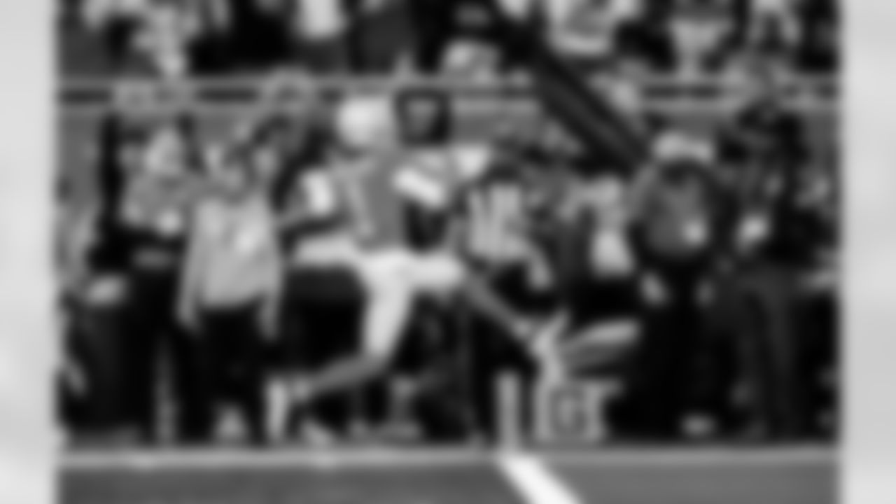 Detroit Lions wide receiver Jameson Williams (1) during an NFL football game against the Green Bay Packers on Thursday, Nov. 27, 2025 in Detroit. (Jeff Nguyen/Detroit Lions via AP)