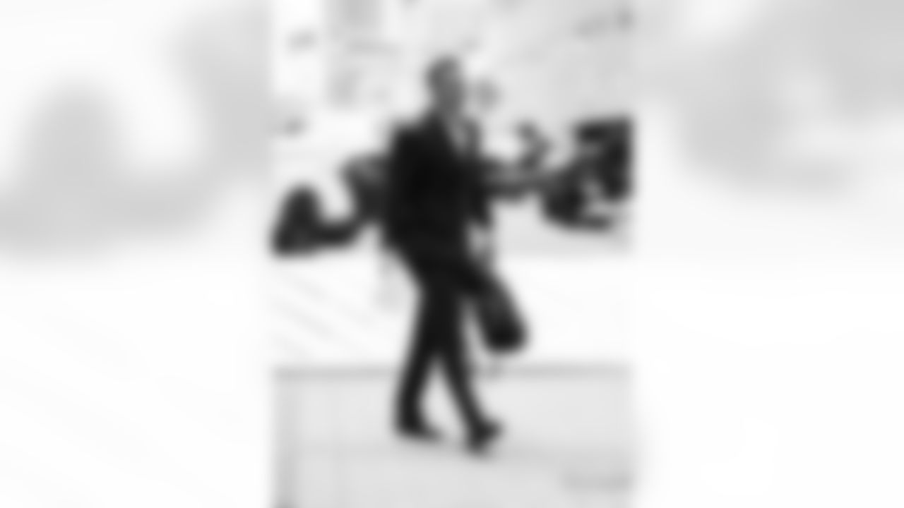 Detroit Lions edge rusher Aidan Hutchinson (97) arrives to an NFL football game against the Green Bay Packers on Thursday, Nov. 27, 2025 in Detroit. (Jeff Nguyen/Detroit Lions via AP)