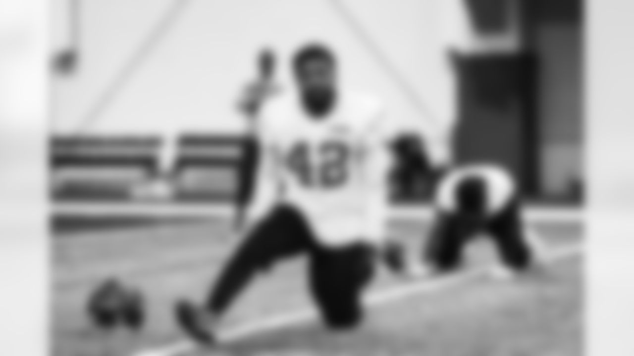 Detroit Lions linebacker Jalen Reeves-Maybin (42) during practice at the Meijer Performance Center in Allen Park, MI on January 2, 2025. (Jeff Nguyen/Detroit Lions)