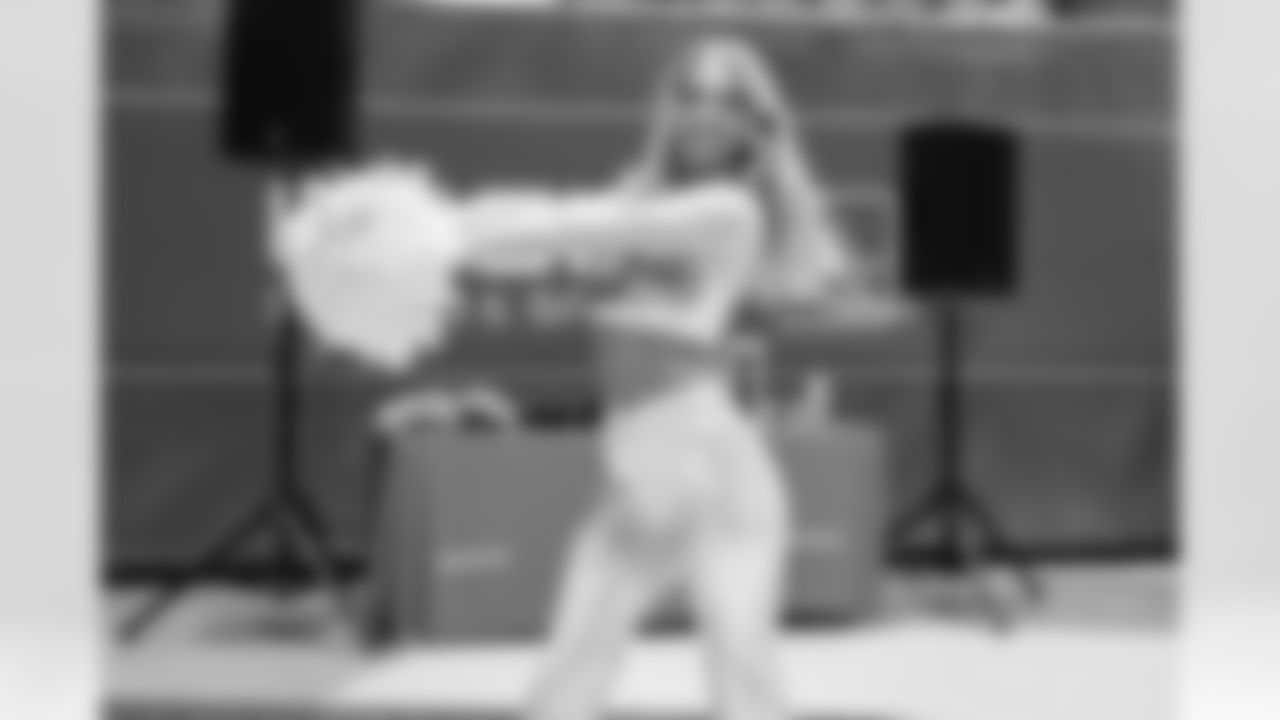 Detroit Lions Cheerleaders perform before an NFL football game against the Dallas Cowboys on Thursday, Dec. 4, 2025 in Detroit. (Mike Ferdinande/Detroit Lions)