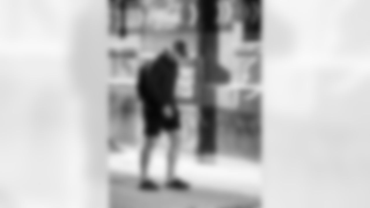 Detroit Lions linebacker Jack Campbell (46) arrives to an NFL football game against the New York Giants on Sunday, Nov. 23, 2025 in Detroit. (Jeff Nguyen/Detroit Lions via AP)