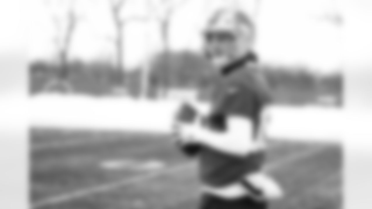 Detroit Lions quarterback Jared Goff (16) during practice at the Meijer Performance Center on Jan. 2, 2026 in Allen Park, Mich. (Jeff Nguyen/Detroit Lions)