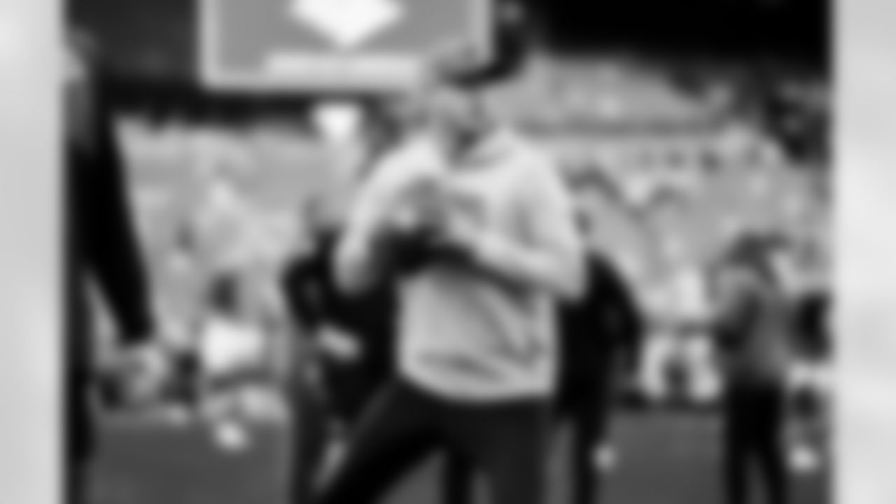 Detroit Lions quarterback Jared Goff (16) before an NFL football game against the Washington Commanders on Sunday, Nov. 9, 2025 in Landover, Md. (Jeff Nguyen/Detroit Lions via AP)