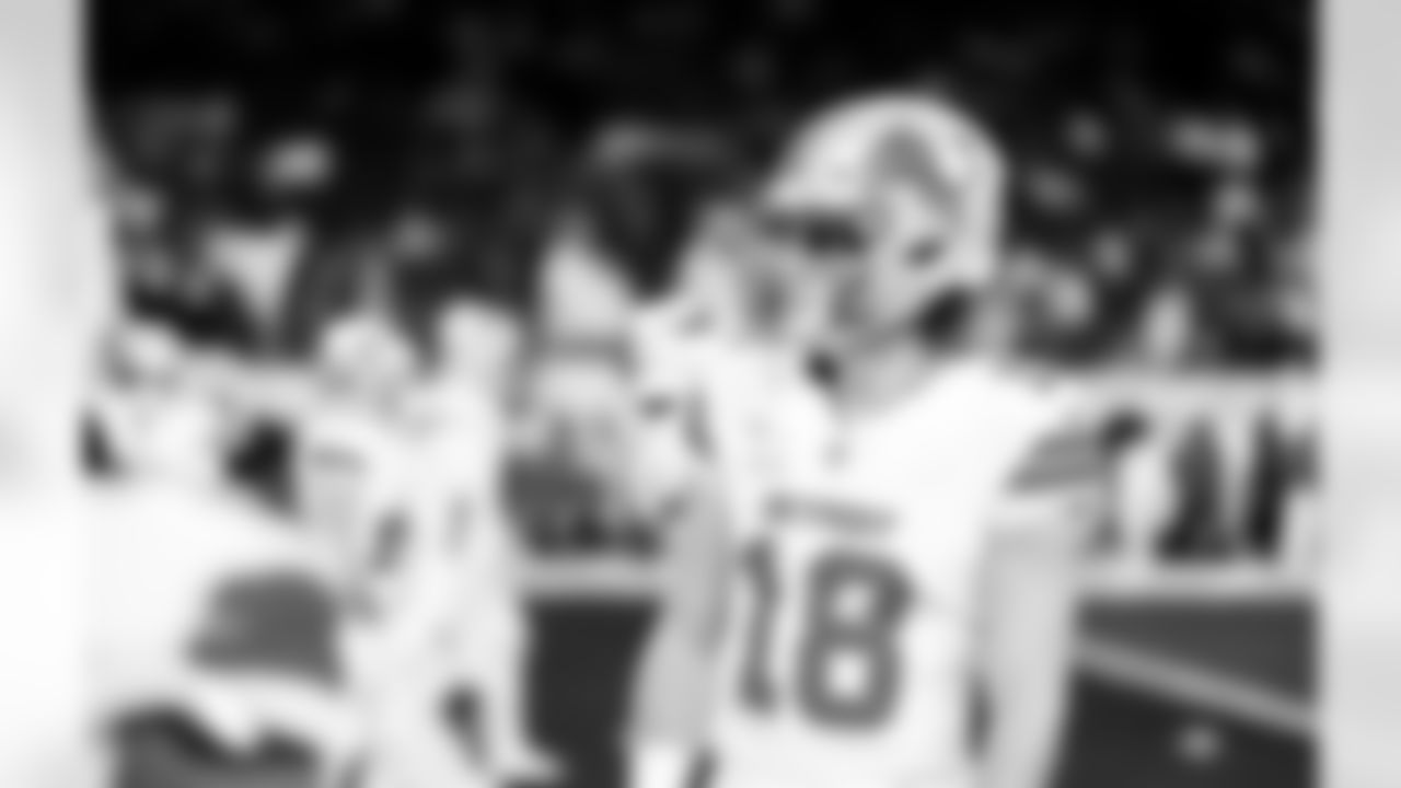 Detroit Lions wide receiver Isaac TeSlaa (18) before an NFL football game against the Dallas Cowboys on Thursday, Dec. 4, 2025 in Detroit. (Jeff Nguyen/Detroit Lions via AP)