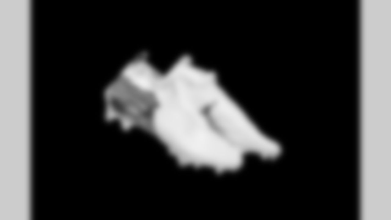 Cleats belonging to Detroit Lions wide receiver Kalif Raymond (11) photographed at the Meijer Performance Center on Nov. 12, 2025 in Allen Park, Mich. (Jeff Nguyen/Detroit Lions)