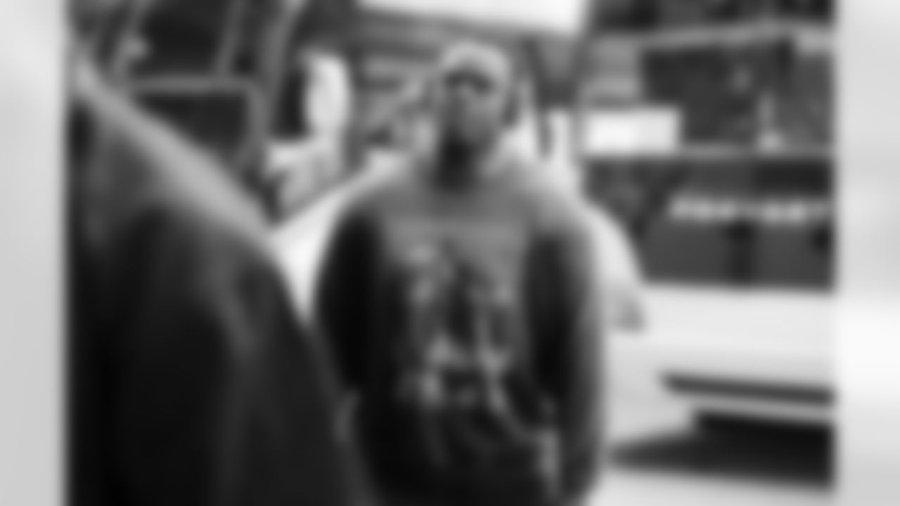 Detroit Lions guard Kayode Awosika (74) arrives to an NFL football game against the Green Bay Packers on Sunday, Sept. 7, 2025, in Green Bay, Wis. (Jeff Nguyen/Detroit Lions via AP)