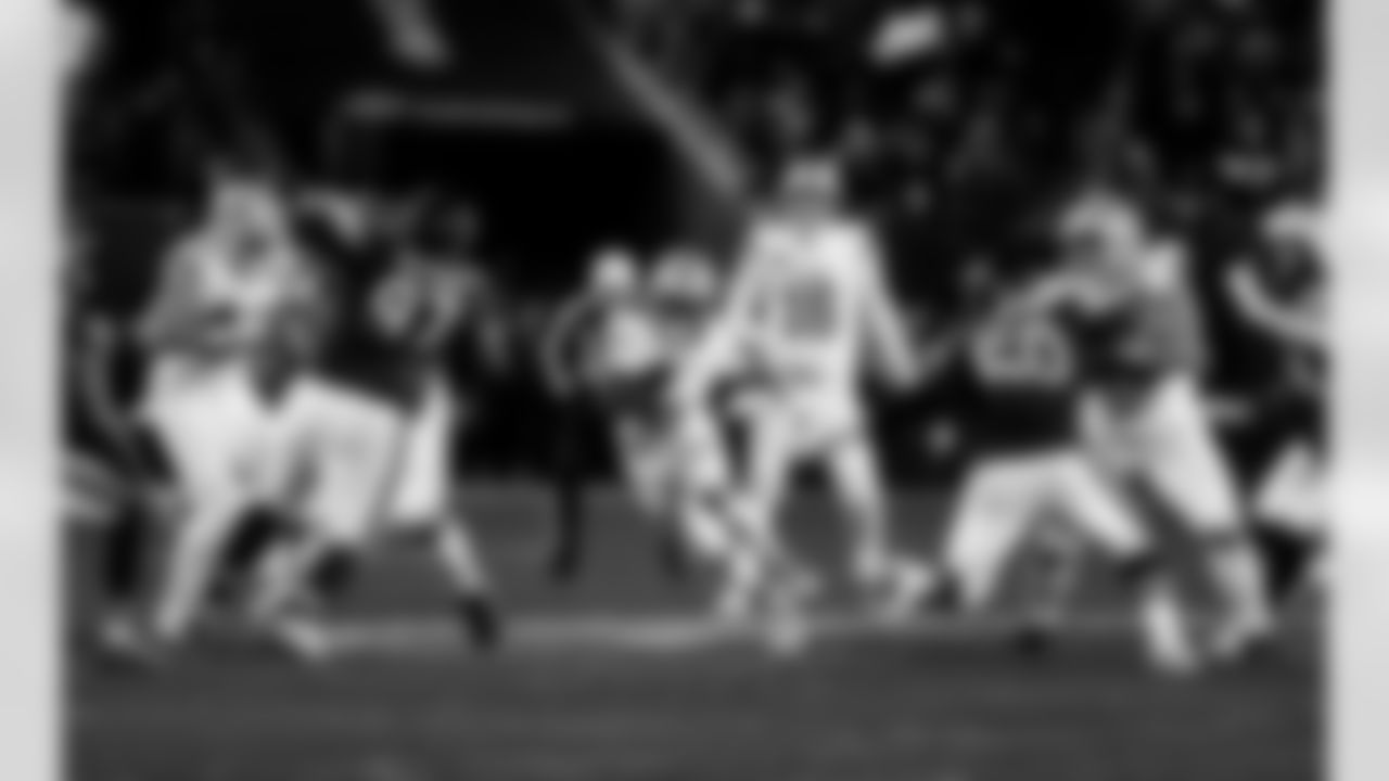 Detroit Lions tight end Shane Zylstra (84), Detroit Lions running back Jahmyr Gibbs (0), Detroit Lions quarterback Jared Goff (16), and Detroit Lions offensive lineman Christian Mahogany (73) during an NFL football game against the Chicago Bears on Sunday, Jan. 4, 2026 in Chicago. (Jeff Nguyen/Detroit Lions via AP)