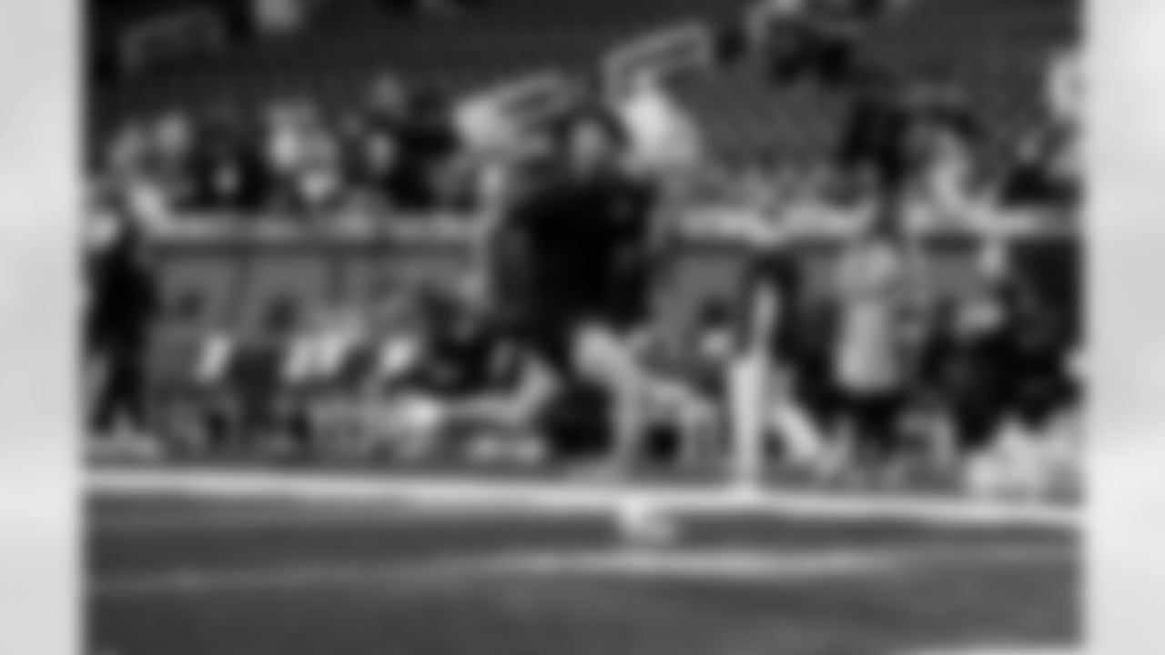 Detroit Lions wide receiver Jameson Williams (1) before to an NFL football game against the New York Giants on Sunday, Nov. 23, 2025 in Detroit. (Jeff Nguyen/Detroit Lions via AP)