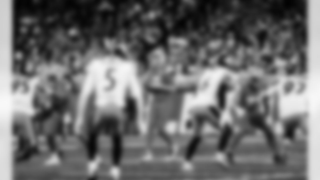 Detroit Lions center Kingsley Eguakun (65), Detroit Lions quarterback Jared Goff (16), and Detroit Lions offensive lineman Christian Mahogany (73) during an NFL football game against the Pittsburgh Steelers on Sunday, Dec. 21, 2025 in Detroit. (Jeff Nguyen/Detroit Lions via AP)