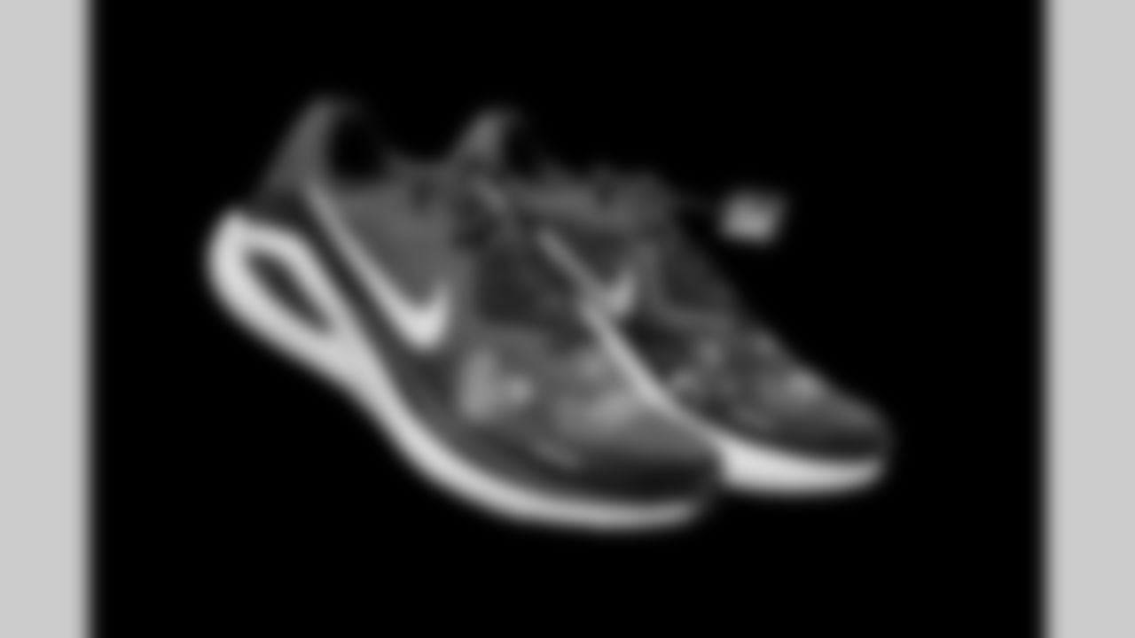 Cleats belonging to Detroit Lions run game coordinator/offensive line coach Hank Fraley photographed at the Meijer Performance Center on Nov. 12, 2025 in Allen Park, Mich. (Jeff Nguyen/Detroit Lions)