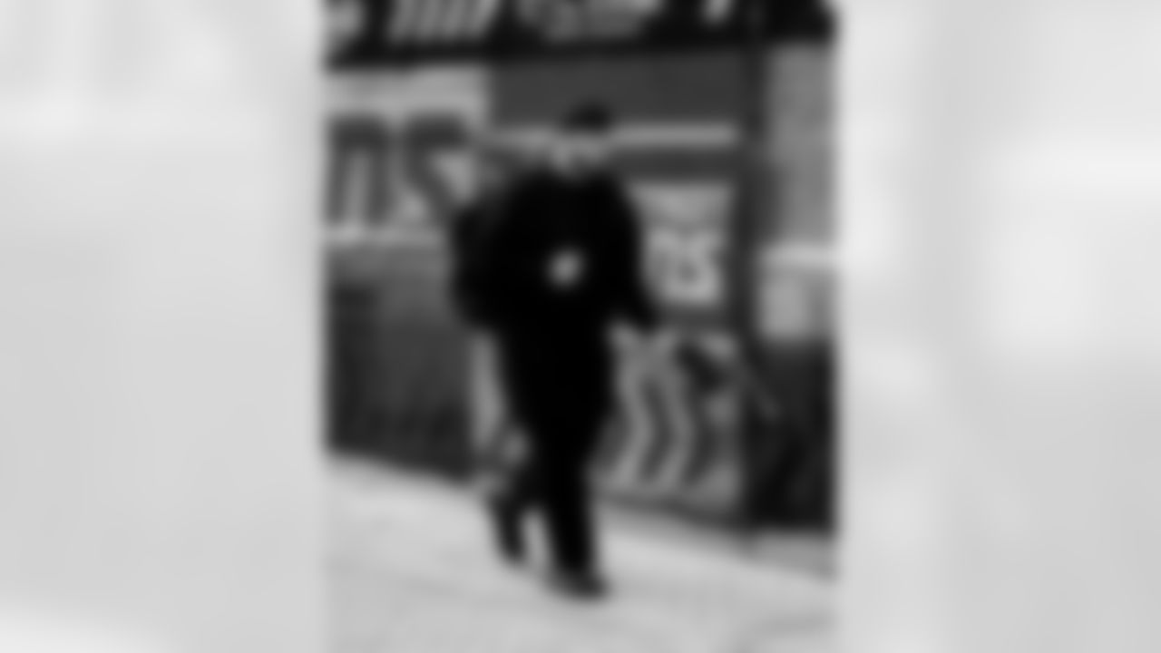 Detroit Lions offensive lineman Trystan Colon (57) arrives to an NFL football game against the Dallas Cowboys on Thursday, Dec. 4, 2025 in Detroit. (Jeff Nguyen/Detroit Lions via AP)