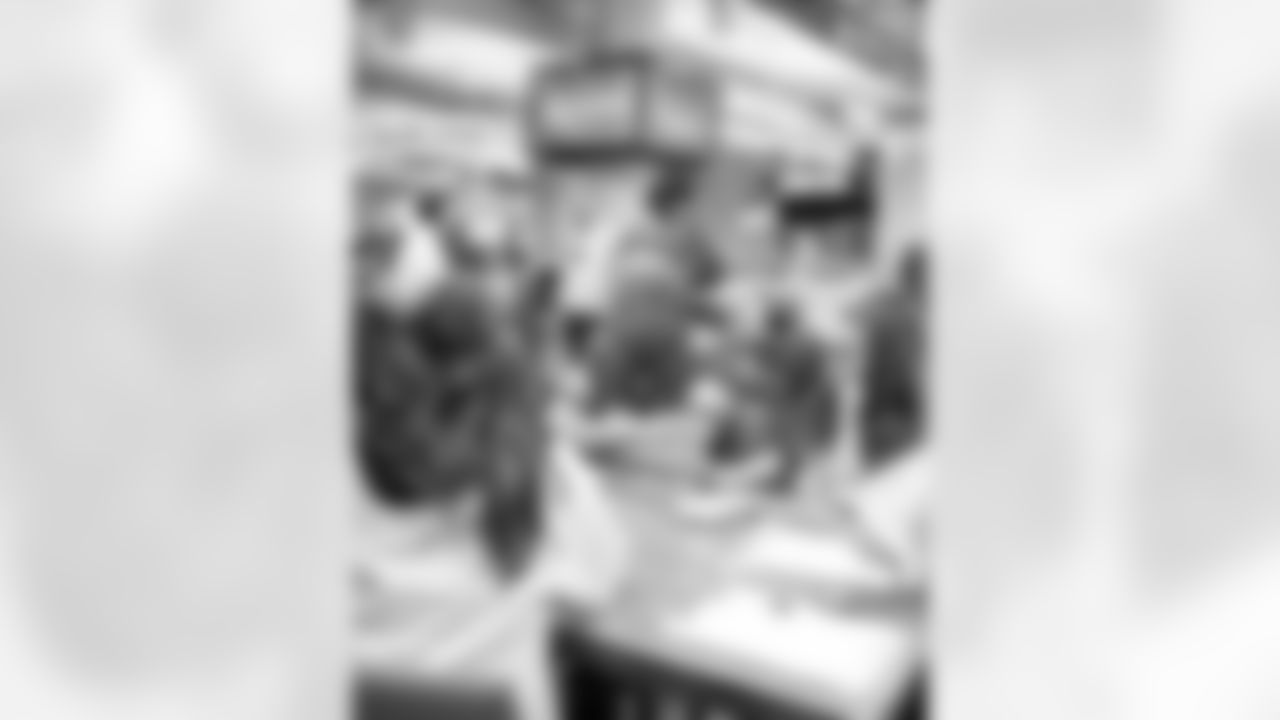 Students from Allendale Evergreen Elementary problem solving with Detroit PBS' Odd Squad and Lions Legend Eric Stocz (82) during the One Pride Literacy Fest at Ford Field on Oct. 28, 2025 in Detroit. (Steven Stark/Detroit Lions)