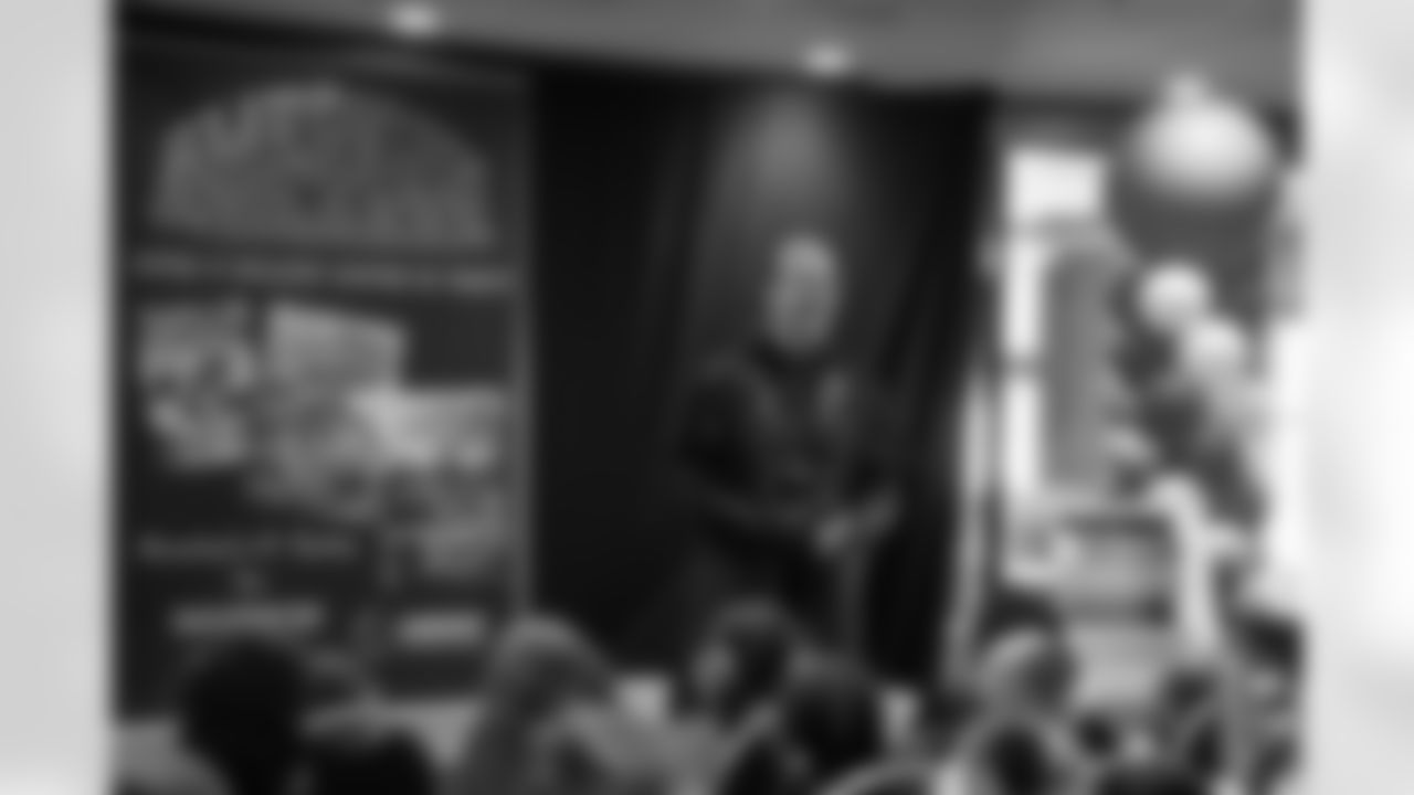 Author Jonathan Rand talking to the students during the One Pride Literacy Fest at Ford Field on Oct. 28, 2025 in Detroit. (Steven Stark/Detroit Lions)