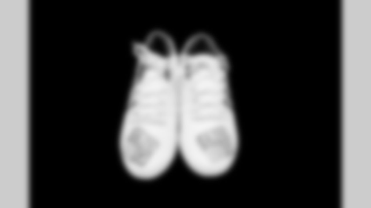 Cleats belonging to Detroit Lions defensive lineman DJ Reader (98) photographed at the Meijer Performance Center on Nov. 12, 2025 in Allen Park, Mich. (Jeff Nguyen/Detroit Lions)