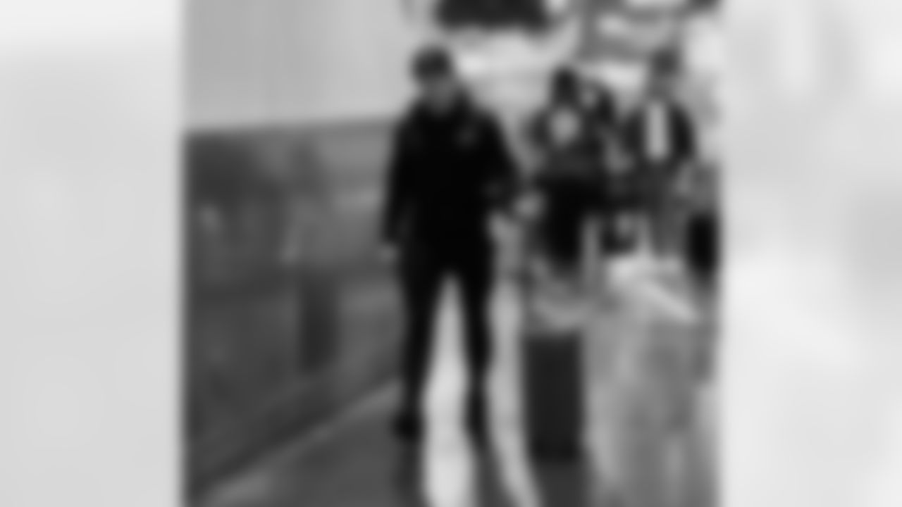 Detroit Lions wide receiver Tom Kennedy (85) arrives to an NFL football game against the Los Angeles Rams on Sunday, Dec. 14, 2025 in Inglewood, Calif. (Jeff Nguyen/Detroit Lions via AP)