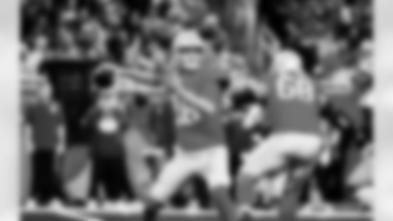 Detroit Lions quarterback Jared Goff (16) during an NFL football game against the Green Bay Packers on Thursday, Nov. 27, 2025 in Detroit. (Jeff Nguyen/Detroit Lions via AP)