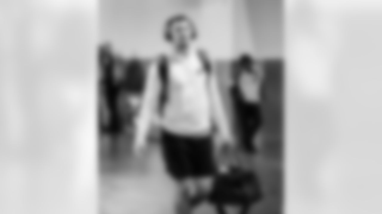 Detroit Lions linebacker Trevor Nowaske (53) arrives to an NFL football game against the Los Angeles Rams on Sunday, Dec. 14, 2025 in Inglewood, Calif. (Jeff Nguyen/Detroit Lions via AP)