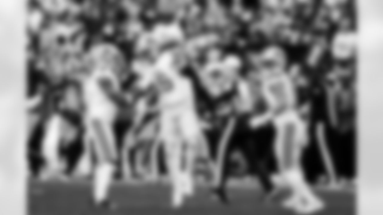 Detroit Lions safety Daniel Thomas (2), Detroit Lions linebacker Grant Stuard (15), and Detroit Lions running back Craig Reynolds (13) during an NFL football game against the Washington Commanders on Sunday, Nov. 9, 2025 in Landover, Md. (Jeff Nguyen/Detroit Lions via AP)