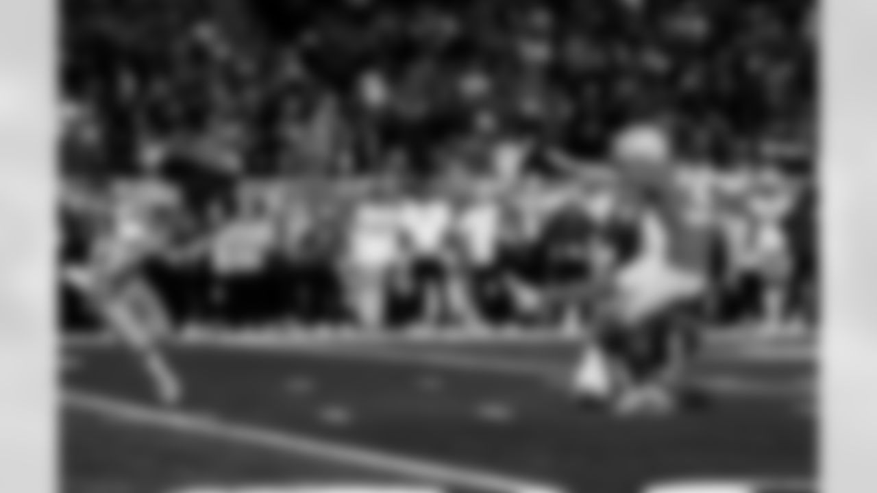 Detroit Lions kicker Jake Bates (39) kicks an extra point during an NFL football game against the Green Bay Packers on Thursday, Nov. 27, 2025 in Detroit. (Jeff Nguyen/Detroit Lions via AP)