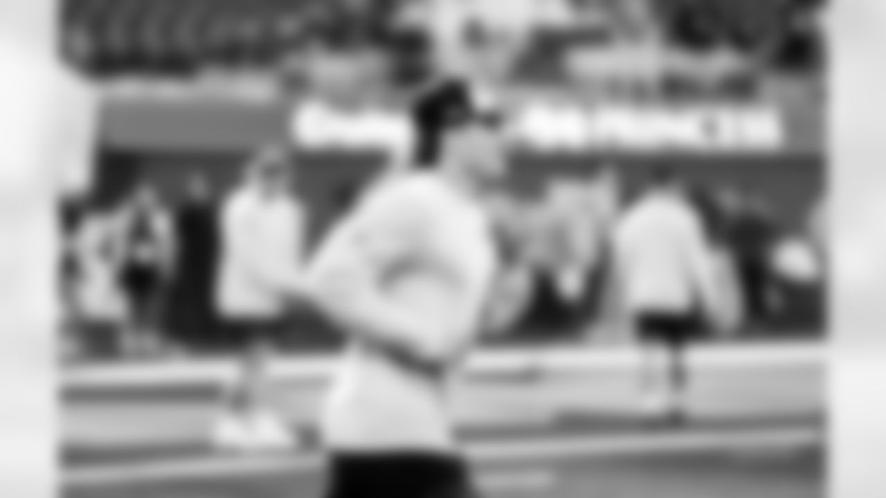 Detroit Lions linebacker Malcolm Rodriguez (44) before an NFL football game against the Los Angeles Rams on Sunday, Dec. 14, 2025 in Inglewood, Calif. (Jeff Nguyen/Detroit Lions via AP)